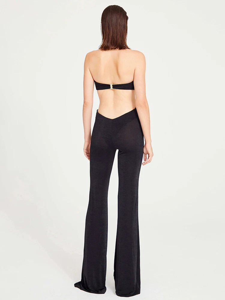 Black Jumpsuit With Gold Lining